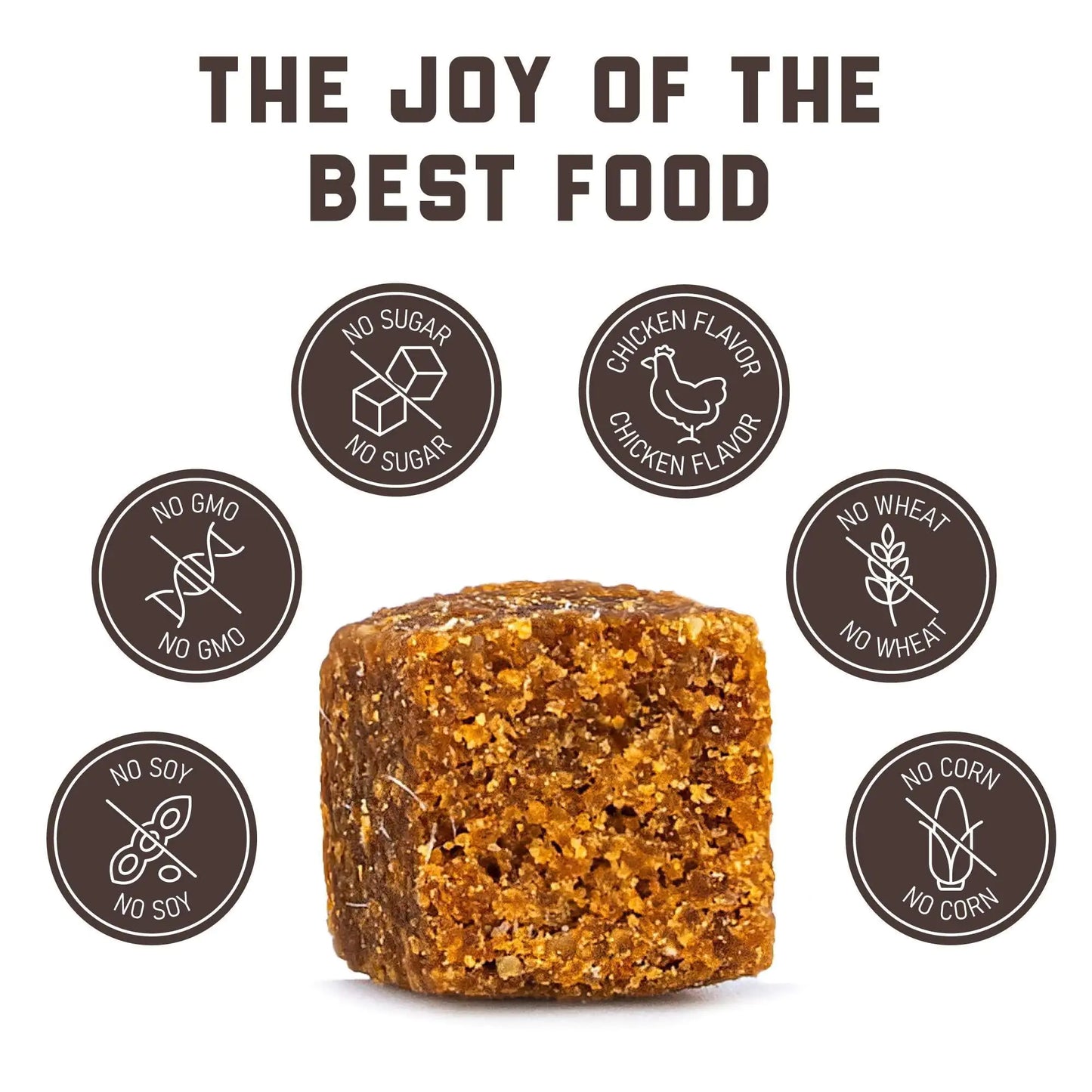 Block of food with health claims on a white background