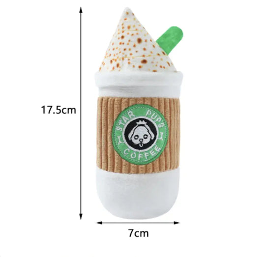 Toy resembling a coffee cup with dimensions indicated