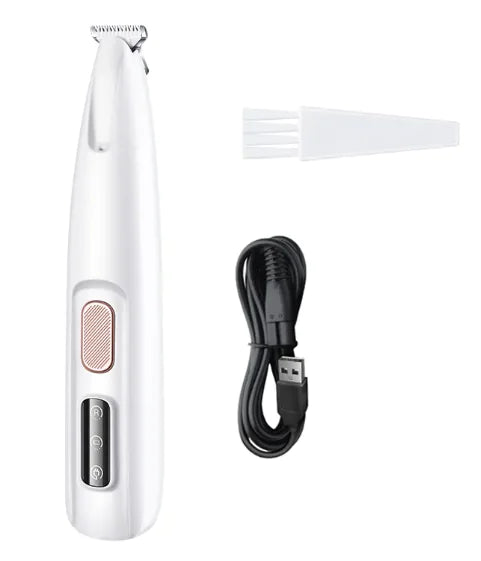 White electronic device with a brush and cable on a white background
