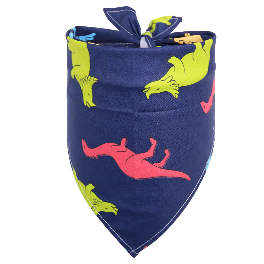 Navy blue bandana with colorful kangaroo designs on a white background