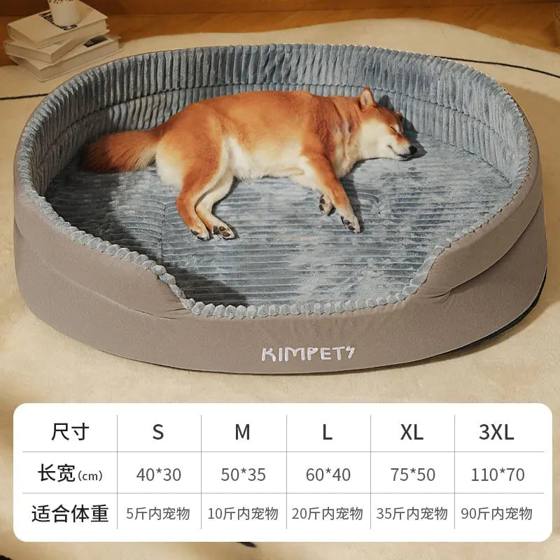 gray pet bed