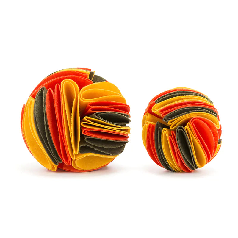 Colorful origami ball orange brown and yellow