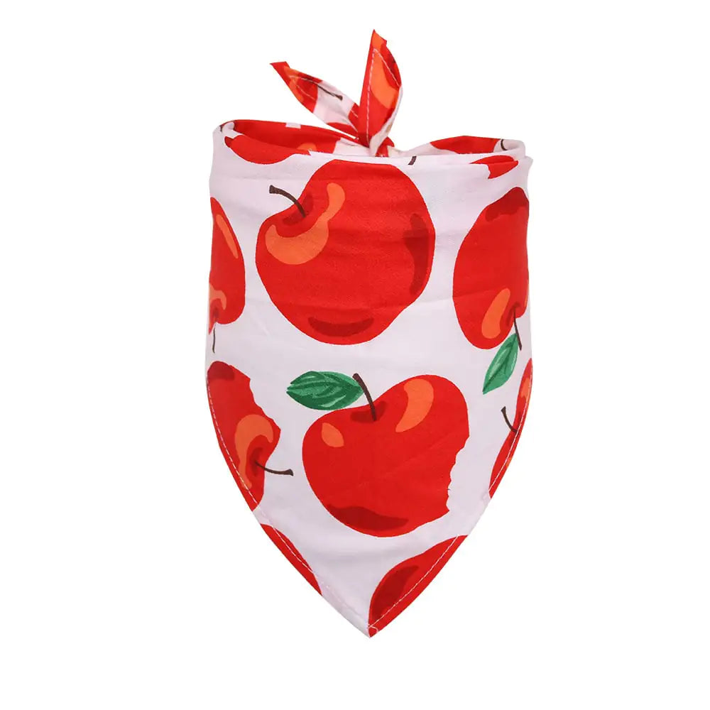 Bandana with red apple pattern on a white background