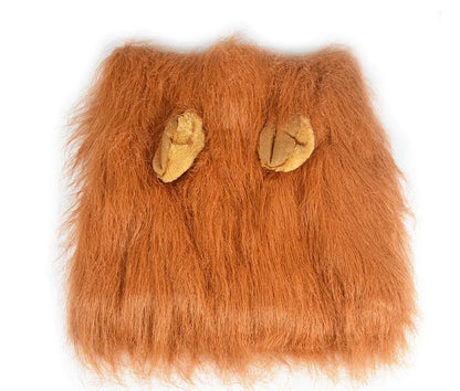 Furry brown pouch with gold accents on a white background