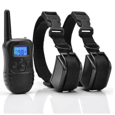 Dog training collar set with remote control on a white background