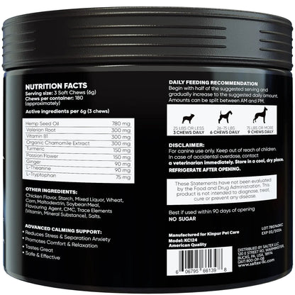 Back label of a black container with nutritional information and ingredients listed.