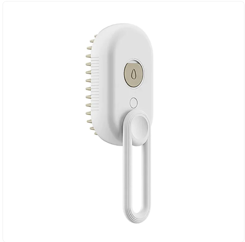 White grooming brush with bristles on a white background