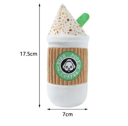 Toy resembling a coffee cup with dimensions indicated