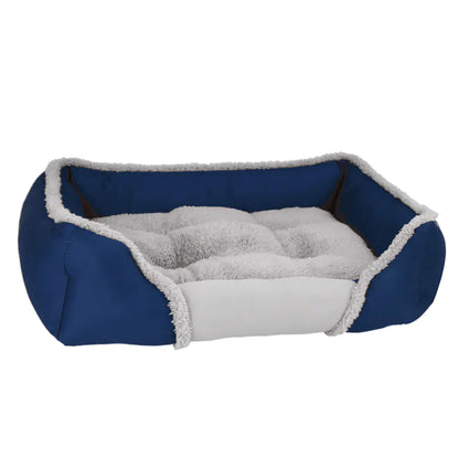 Blue and gray pet bed on a white background