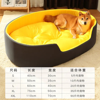 yellow and black pet bed