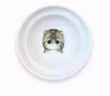 White bowl with a small animal design on a white background