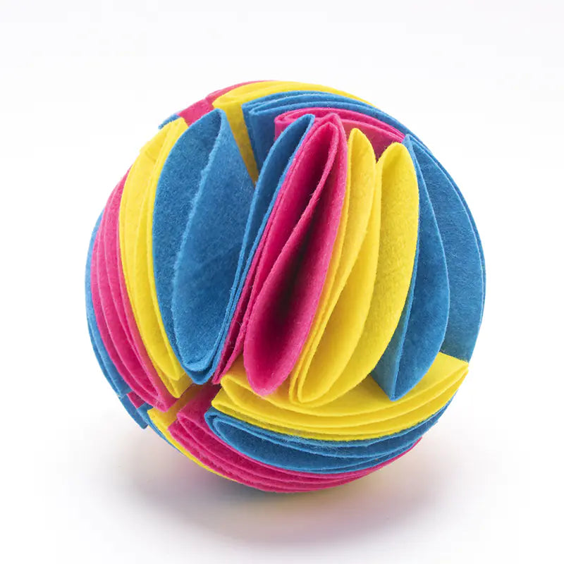 Colorful origami ball blue pink and yellow