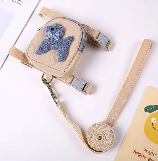 Pet Backpack with Teddy Bear and Traction Rope