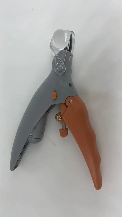 Pruning shears with orange handles on a white background
