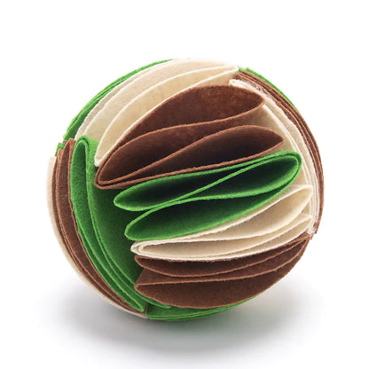Colorful origami ball brown green and tan