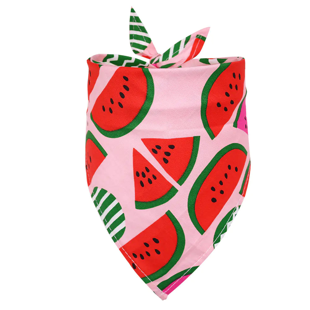 Dog bandana with watermelon pattern on a pink background