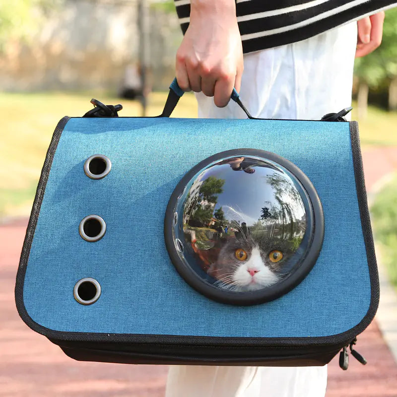 Foldable Cat Backpack with Breathable Mesh Design