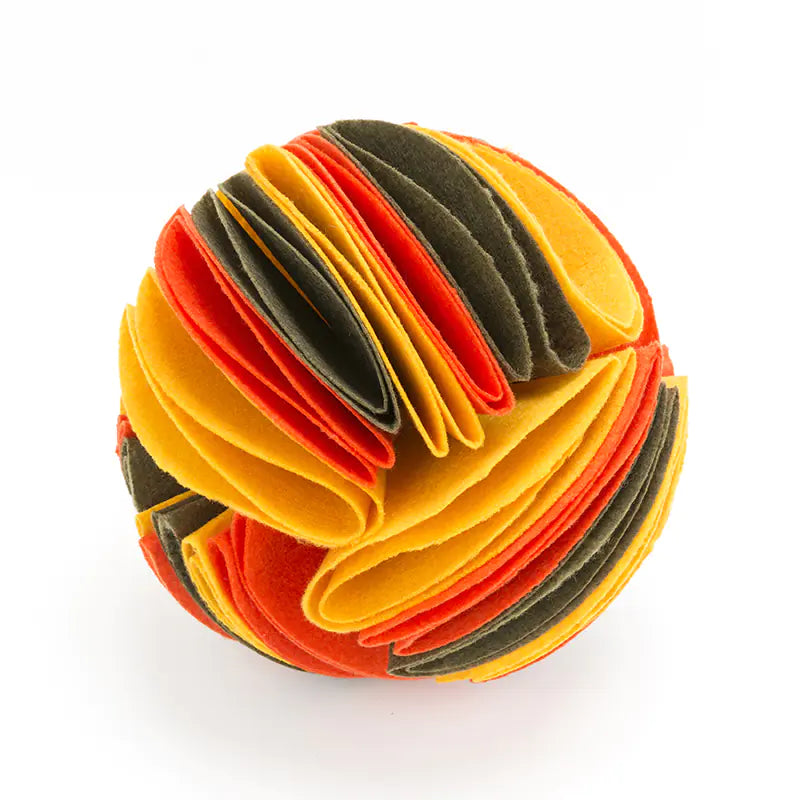 Colorful origami ball orange yellow and brown